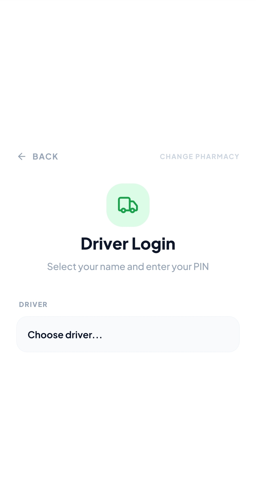 PharmaTrack driver login